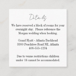 Small Details Card for any wedding