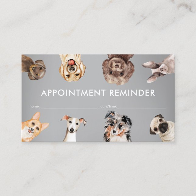 Small Dog Grooming Appointment Reminder Business Card (Front)