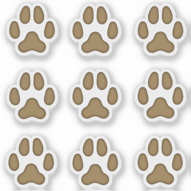 Small Dog Paw Prints Brown Animal Tracks Sticker (Front)