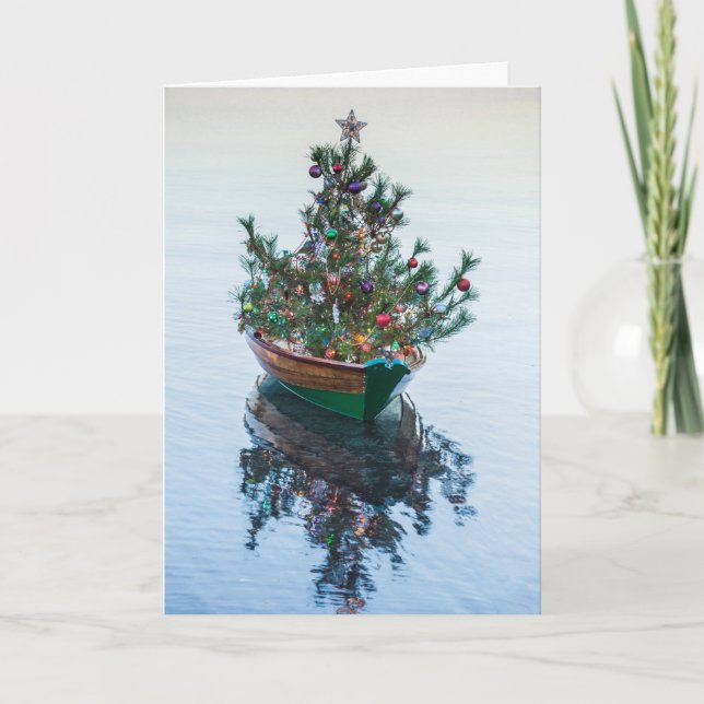 Small Dory with Christmas Tree Holiday Card (Front)