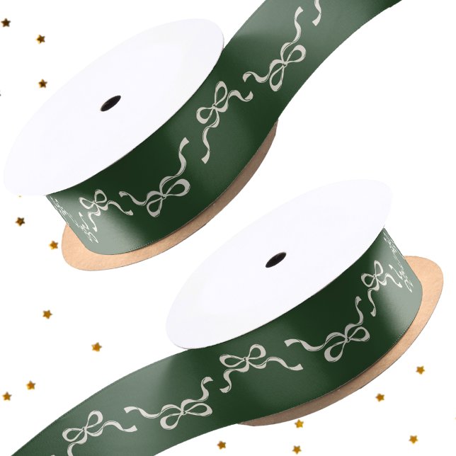 Small Elegant Bows Green Christmas Holiday Satin Ribbon (Creator Uploaded)