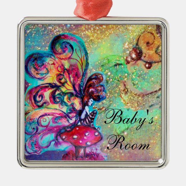 SMALL ELF OF MUSHROOMS DOOR HANGER METAL TREE DECORATION (Front)