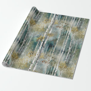 Small Endless Birch Tree Dreamscape Trees in Mist Wrapping Paper