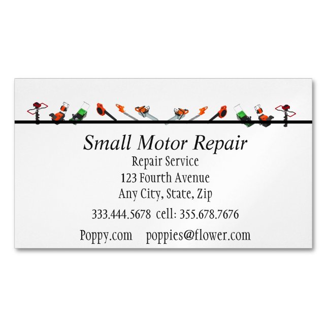 Small Engine Repair Custom Business Cards (Front)