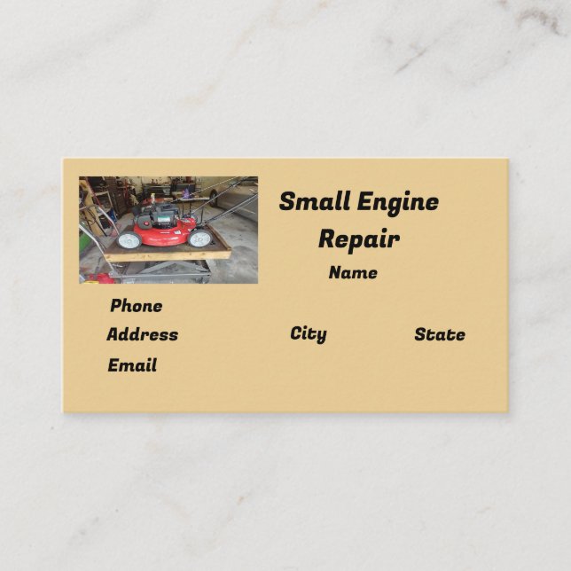 Small engine repair shop business card (Front)