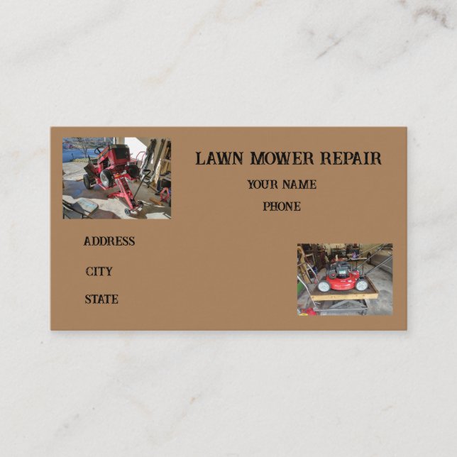 Small Engine Shop Mower Repair Business Card (Front)