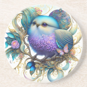 Small Fantasy Bird on a Twig Coaster