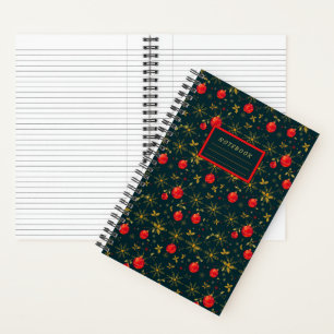 Small Festive Christmas Notebook - Red Ornaments