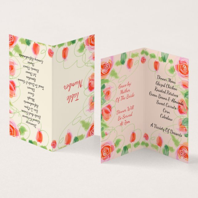Small Floral Accented Business Card (Inside and Outside)