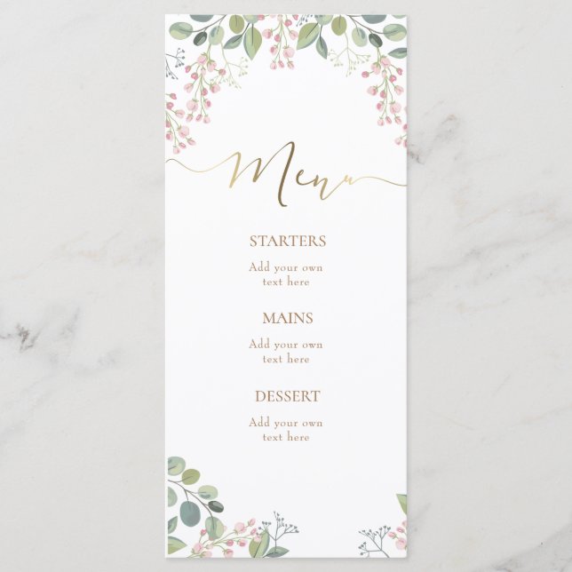 small flowers and greenery Menu (Front)