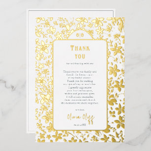 Small Flowers Bridal Shower Thank You Foil Card