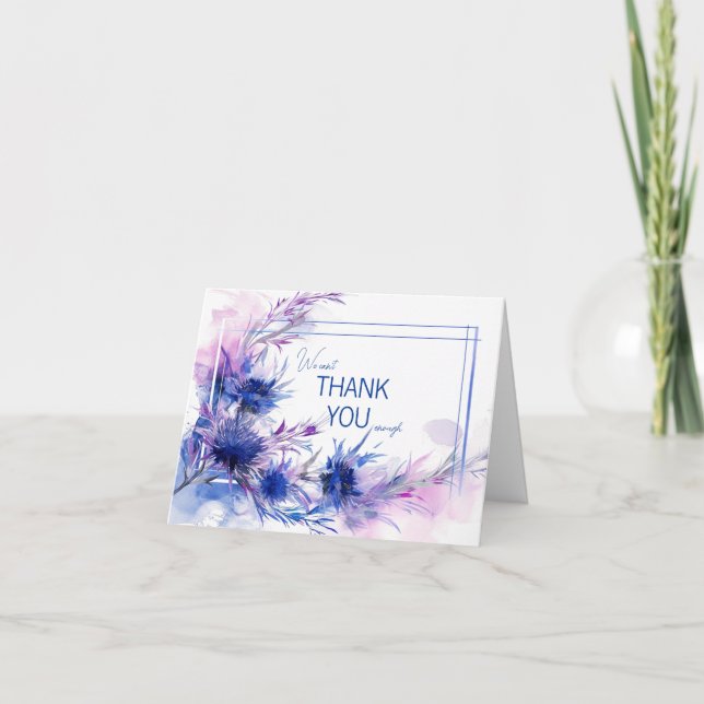 Small folded  Cornflower Reverie  Thank You Card (Front)
