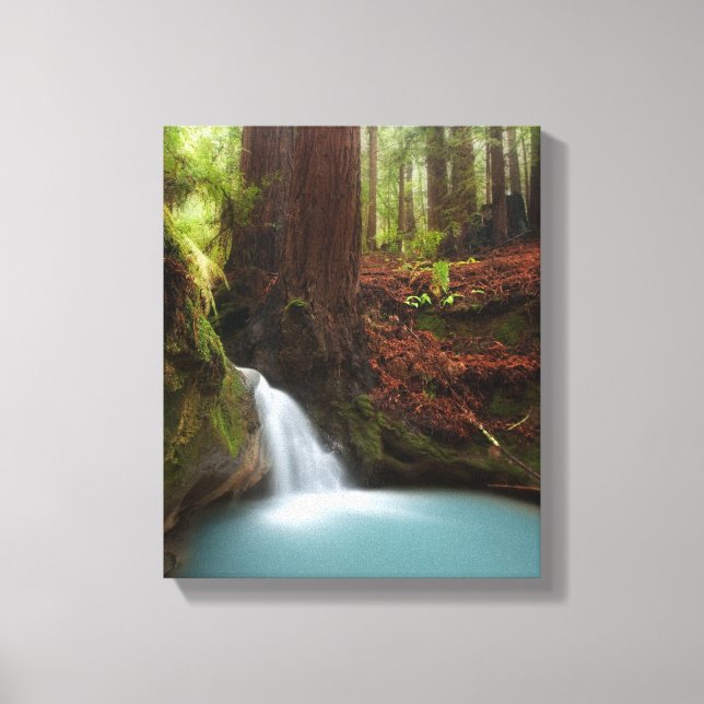 Small forest waterfall canvas print (Front)
