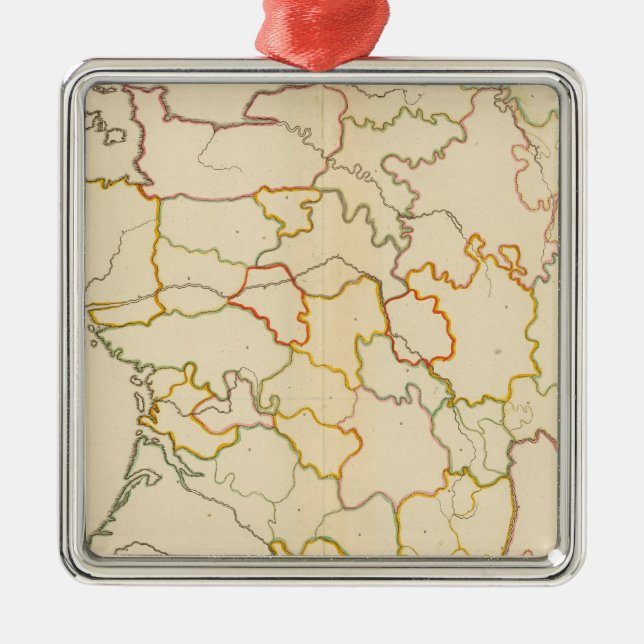 Small French Rivers Outline Metal Tree Decoration (Front)