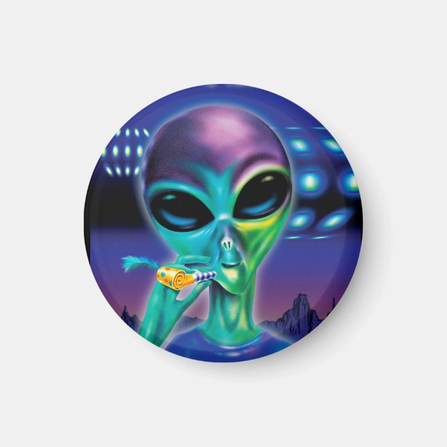 Small Fridge Magnet Alien take me to your Party (Front)