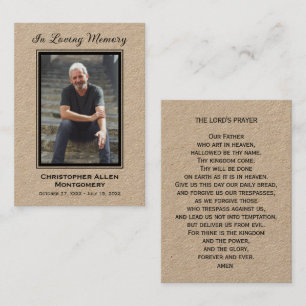 Small Funeral Photo Memorial Keepsake Prayer Card