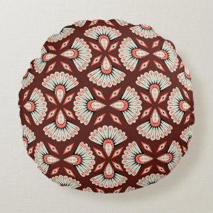Small Geometric Motifs: Decoration Textile Pattern Round Cushion