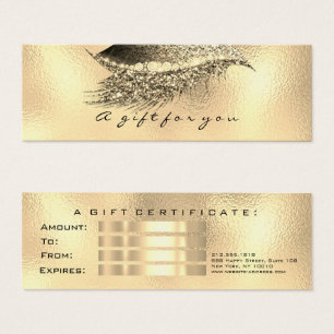 Small Gift Certificate Glitter Lash Gold Metal Lux