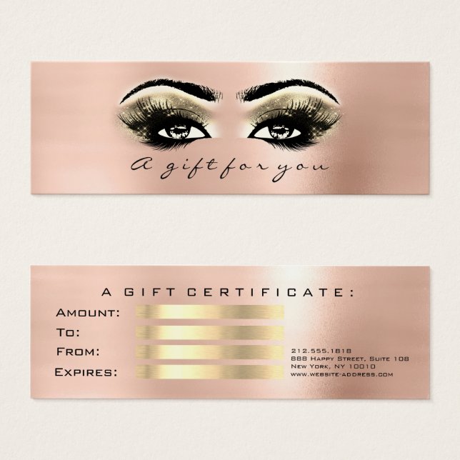 Small Gift Certificate Gold Lash Extension Makeup (Front & Back)