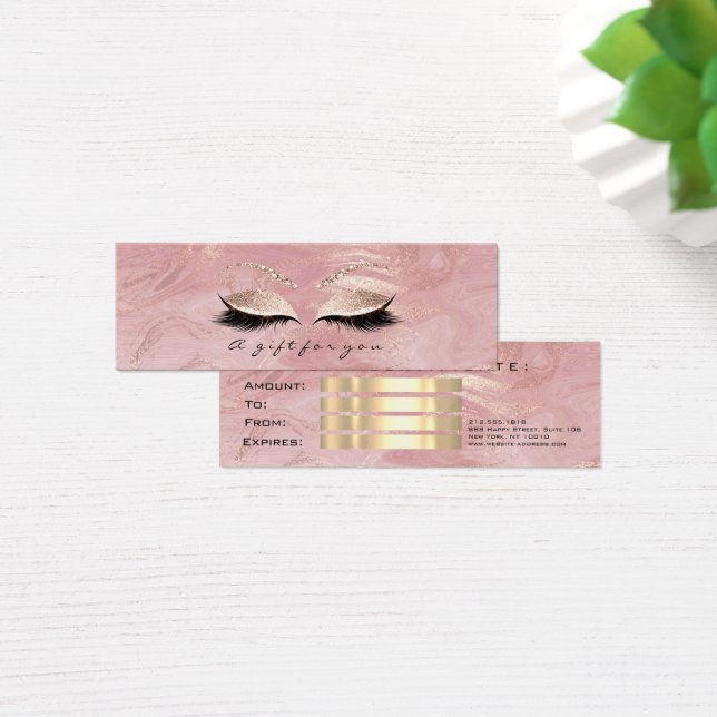 Small Gift Certificate Marble Glitter Lashes Pink (Desk)