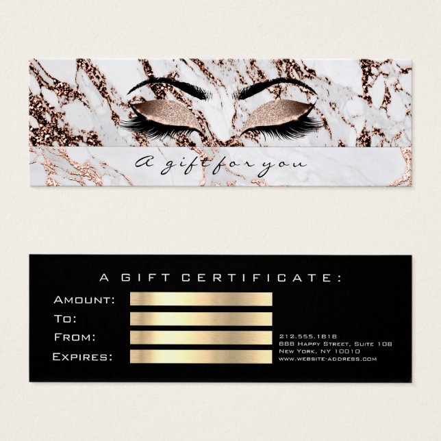 Small Gift Certificate Rose Copper Lash Makeup (Front & Back)