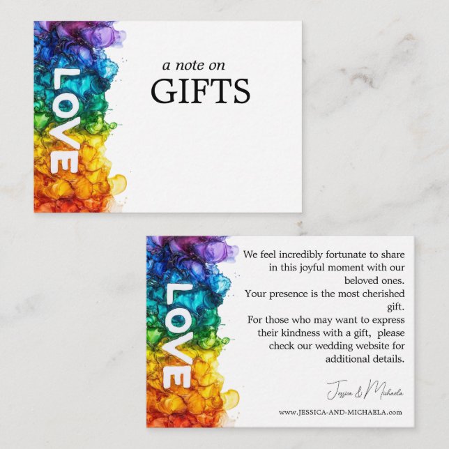 🌈 Small Gift Note LGBTQ Painted With Love Enclosure Card (Front/Back)