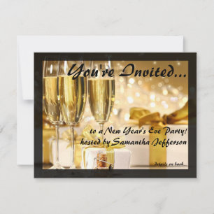 Small Gilded Bubbly New Years Party Invitations