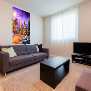 Small Gingerbread village   AI Art  Poster