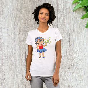 Small Girl Holding Daisies Womens T-Shirt