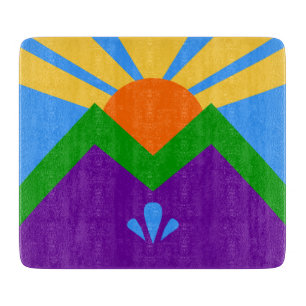 Small glass cutting board, flag of Manitou Springs Board