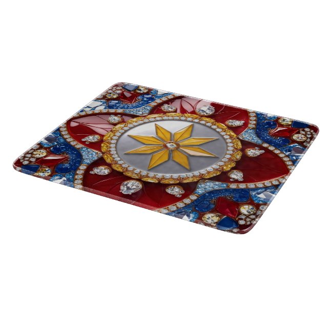 Small glass cutting board with Colombian Colours (Corner)