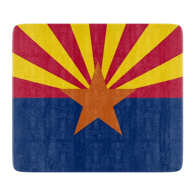 Small glass cutting board with flag of Arizona (Front)