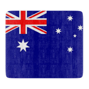 Small glass cutting board with flag of Australia
