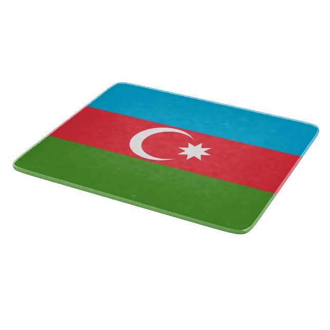 Small glass cutting board with flag of Azerbaijan (Corner)