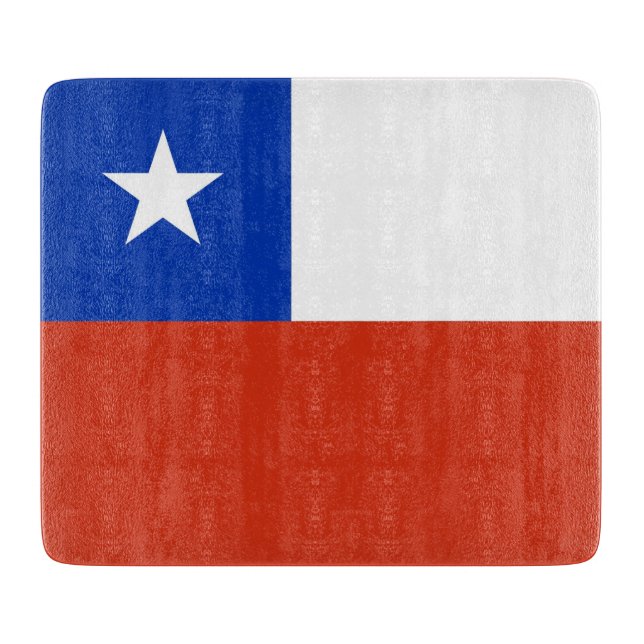 Small glass cutting board with flag of Chile (Front)