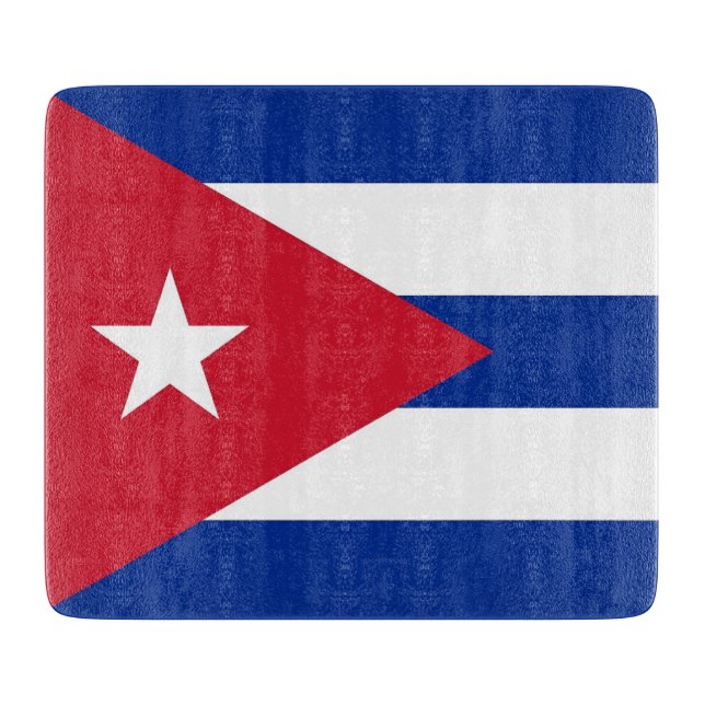 Small glass cutting board with flag of Cuba (Front)