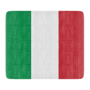 Small glass cutting board with flag of Italy