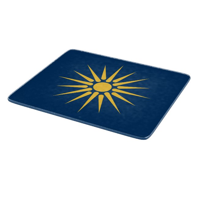 Small glass cutting board with flag of Macedonia (Corner)