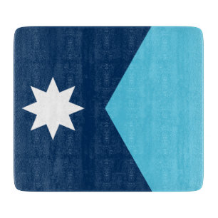 Small glass cutting board with flag of Minnesota