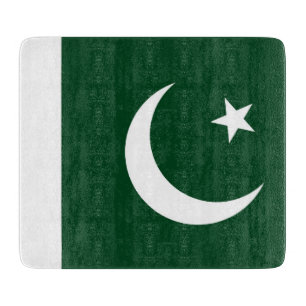 Small glass cutting board with flag of Pakistan