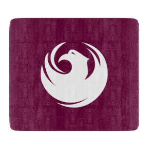 Small glass cutting board with flag of Phoenix, US