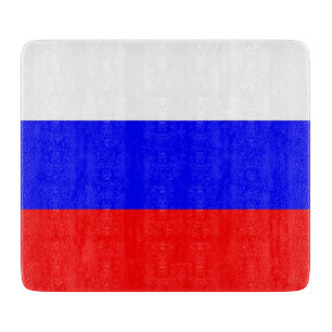 Small glass cutting board with flag of Russia