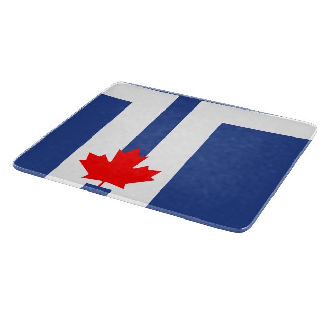 Small glass cutting board with flag of Toronto (Corner)