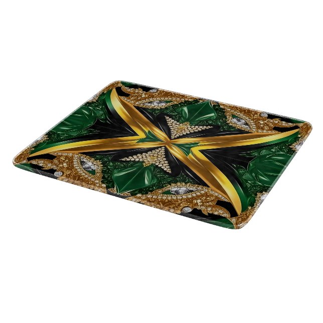 Small glass cutting board with Jamaica Colours (Corner)