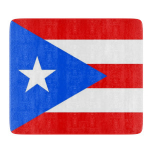 Small glass cutting board with Puerto Rico flag