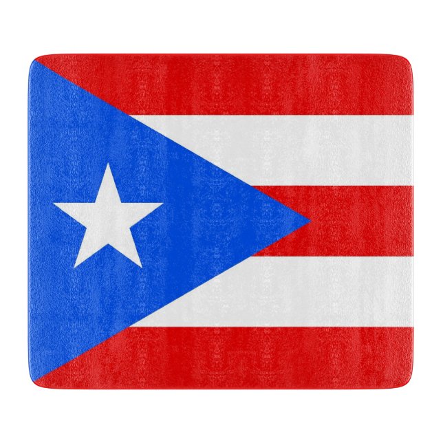 Small glass cutting board with Puerto Rico flag (Front)