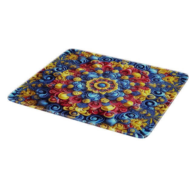 Small glass cutting board with Romanian Colours (Corner)