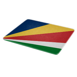 Small glass cutting board with Seychelles Colors