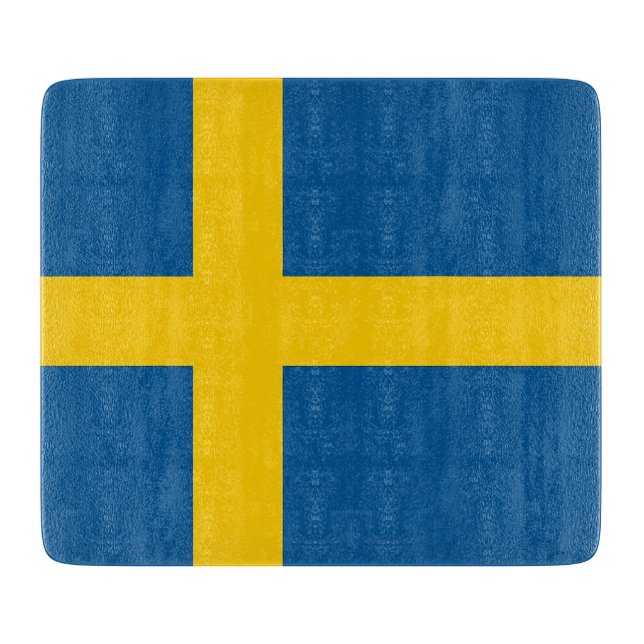 Small glass cutting board with Sweden flag (Front)