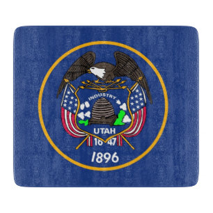 Small glass cutting board with Utah flag